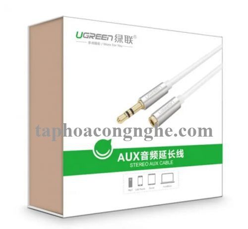 Ugreen 10778 5M màu Trắng Cáp âm thanh 3.5mm nối dài đầu nhôm AV118 30010778